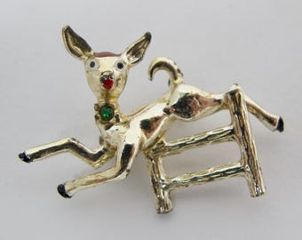 1960s Rudolph the Red-Nosed Reindeer Christmas Brooch