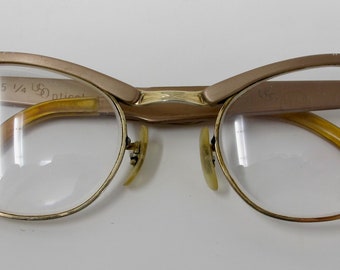 1950s Gold-Filled Cat's Eye Eyeglass Frames With Cutout Trim