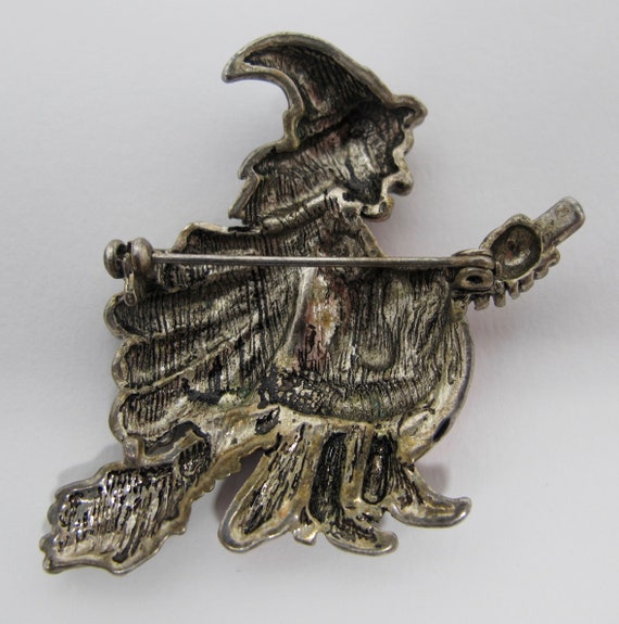 Red-Caped Witch on Broomstick Brooch - image 3