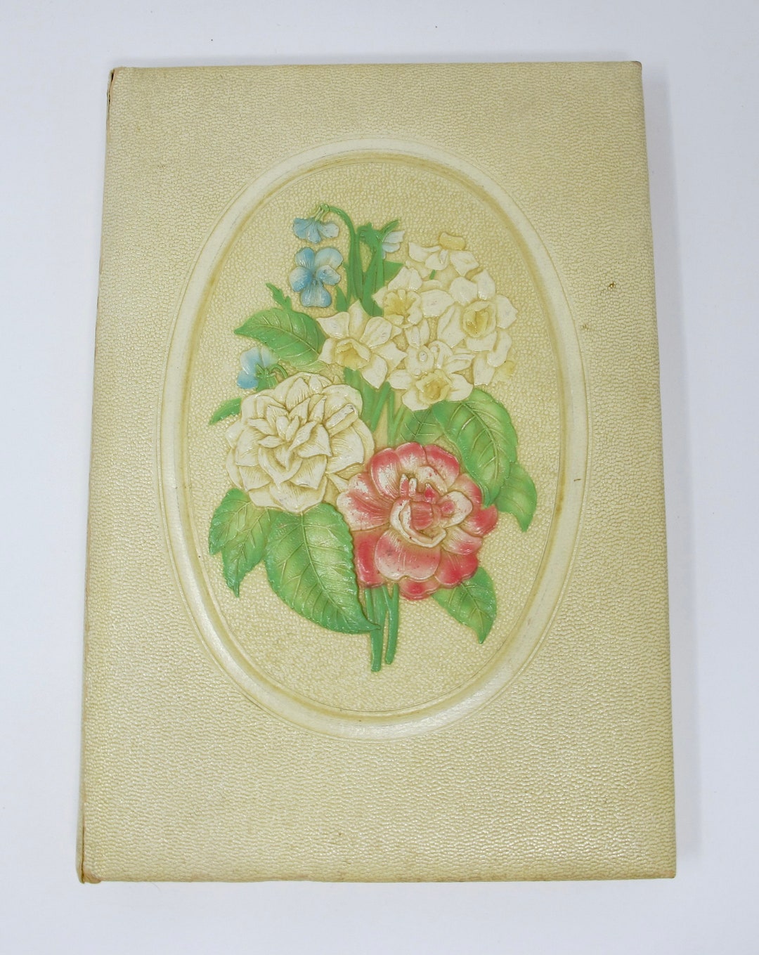 1920s White Leather Memorandum Book Embossed With Flowers Etsy