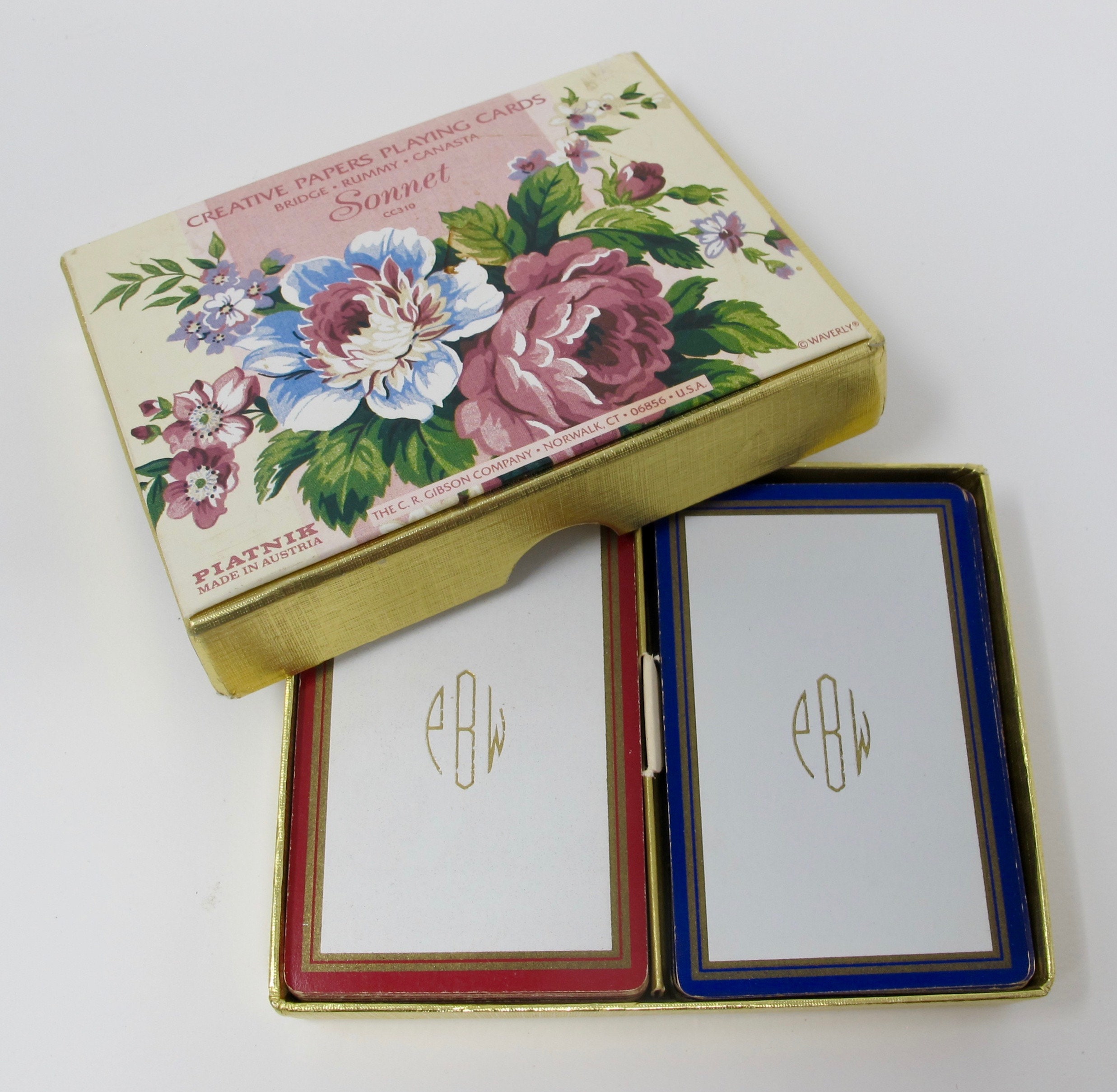 Card Games Set of Vintage Flowery Playing Cards Standard Playing Card ...