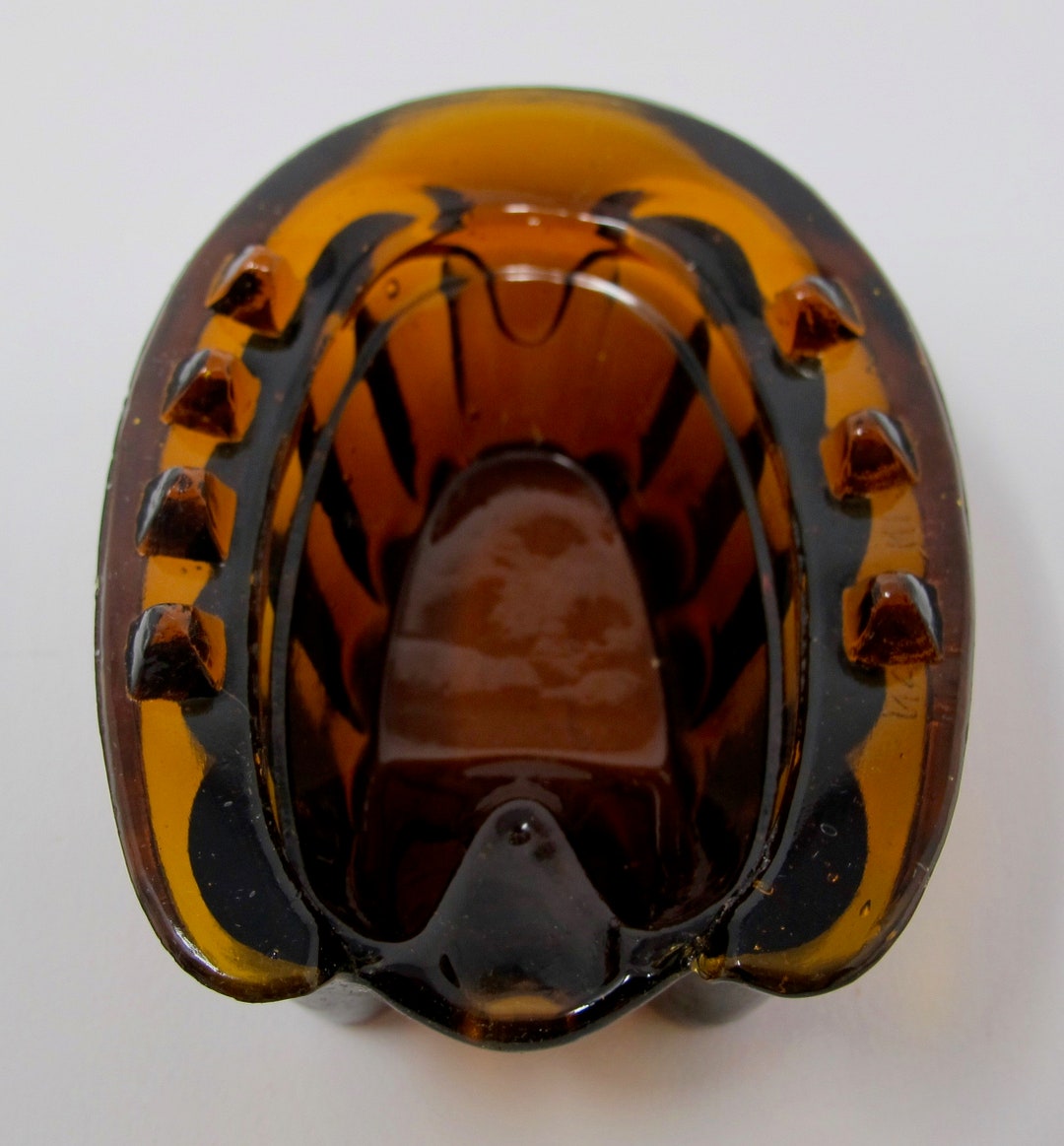 Root Beer Brown Glass Horseshoe Ashtray Etsy