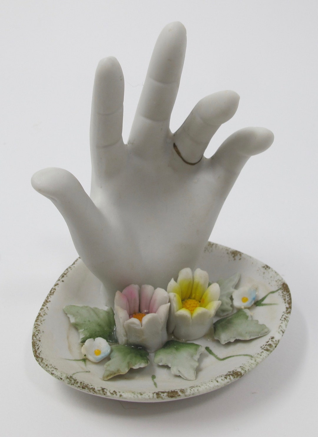 White Porcelain Hand Ring Holder & Dish Etsy