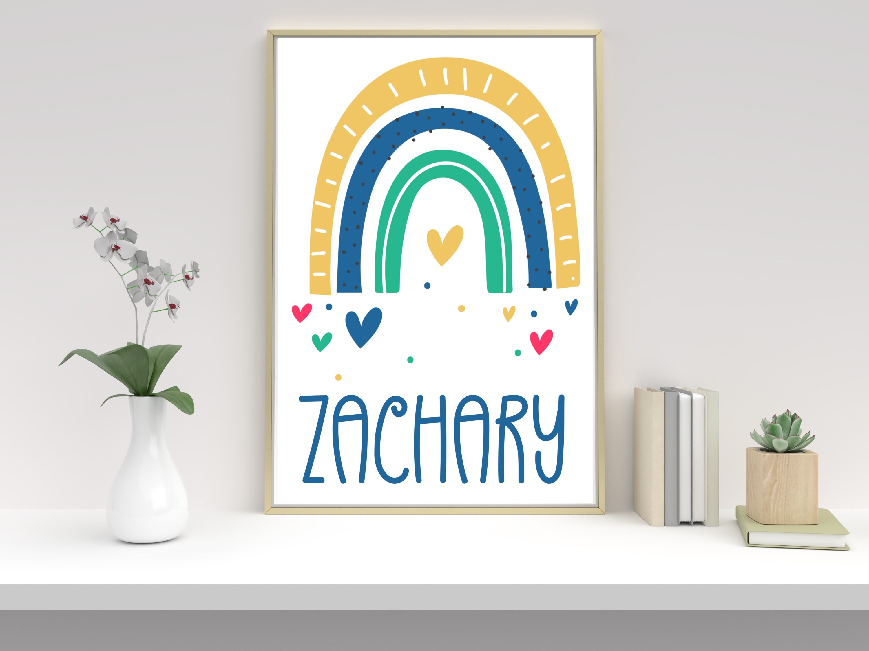 Stunning personalised rainbow wall art in bright colours