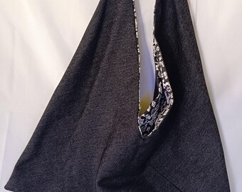 Torba origami, lekka tkanina jeansowa, orientalny minimalistyczny design.