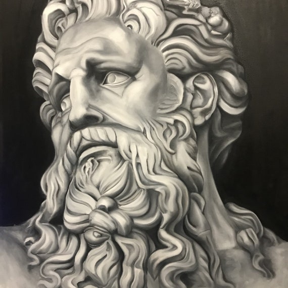 Zeus Sculpture Oil Painting on Canvas Wall Art Poster and Etsy