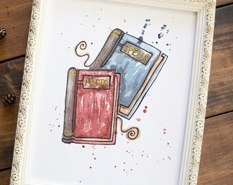 Spell Book Fine Art Print | 5x7, 8x10 | Whimsical Fairytale Watercolor Painting, Fantasy Wall Art, Witchy Artwork, Minimal Halloween Decor