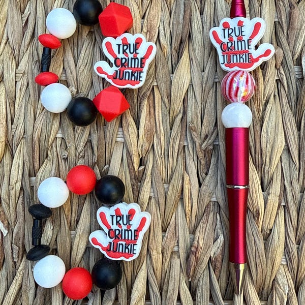 True Crime Junkie Tumbler Charm or Pen: Cup Accessory