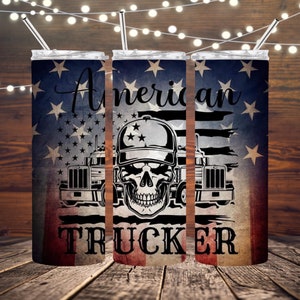 American trucker tumbler, semi truck tumbler, personalized semi truck tumbler