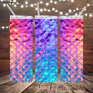 Mermaid print tumbler, Mermaid tail tumbler, personalized mermaid tumbler