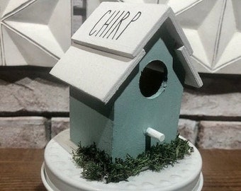 mini  birdhouse, tiered tray birdhouse, spring tiered tray decor, spring decor