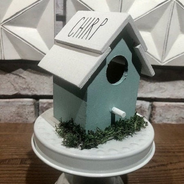 mini  birdhouse, tiered tray birdhouse, spring tiered tray decor, spring decor