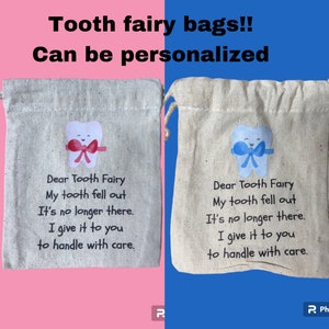 Tooth fairy bags, tooth fairy pouch, personalized tooth fairy bag