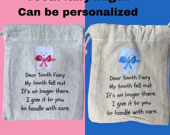 Tooth fairy bags, tooth fairy pouch, personalized tooth fairy bag