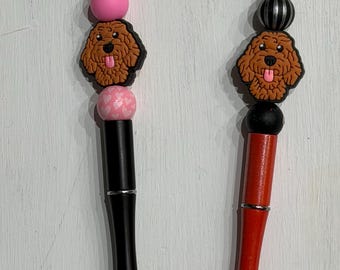 Goldendoodle beaded pen: Custom Bling Ballpoint