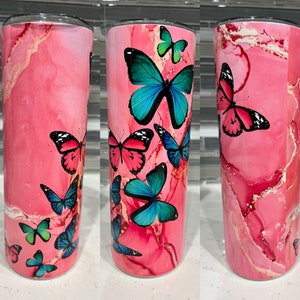 Butterfly tumbler, spring tumbler, personalized spring tumbler,