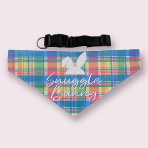 Easter Dog Scarf with Collar: Personalized Snuggle Bunny Plaid