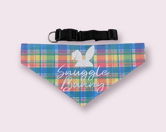 Easter Dog Scarf with Collar: Personalized Snuggle Bunny Plaid
