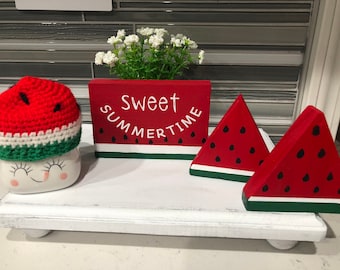 Watermelon decor, summer decor, tiered tray decor, watermelon tiered tray decor