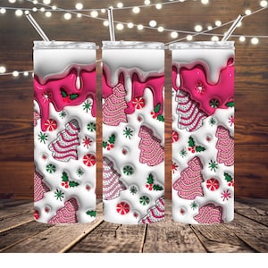 Christmas cake 3d tumbler, Christmas snack cake tumbler