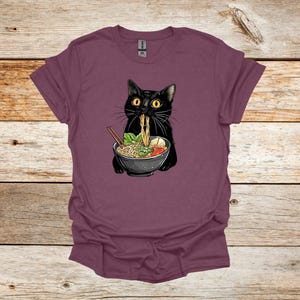 Black cat eating noodles shirt, Noodle cat shirt, cute cat noodles t-shirt, Japanese noodles cat shirt