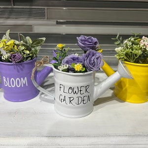 Mini watering can, mini watering pail, summer tiered tray decor, spring tiered tray decor, mini flower pail, mini flower bucket