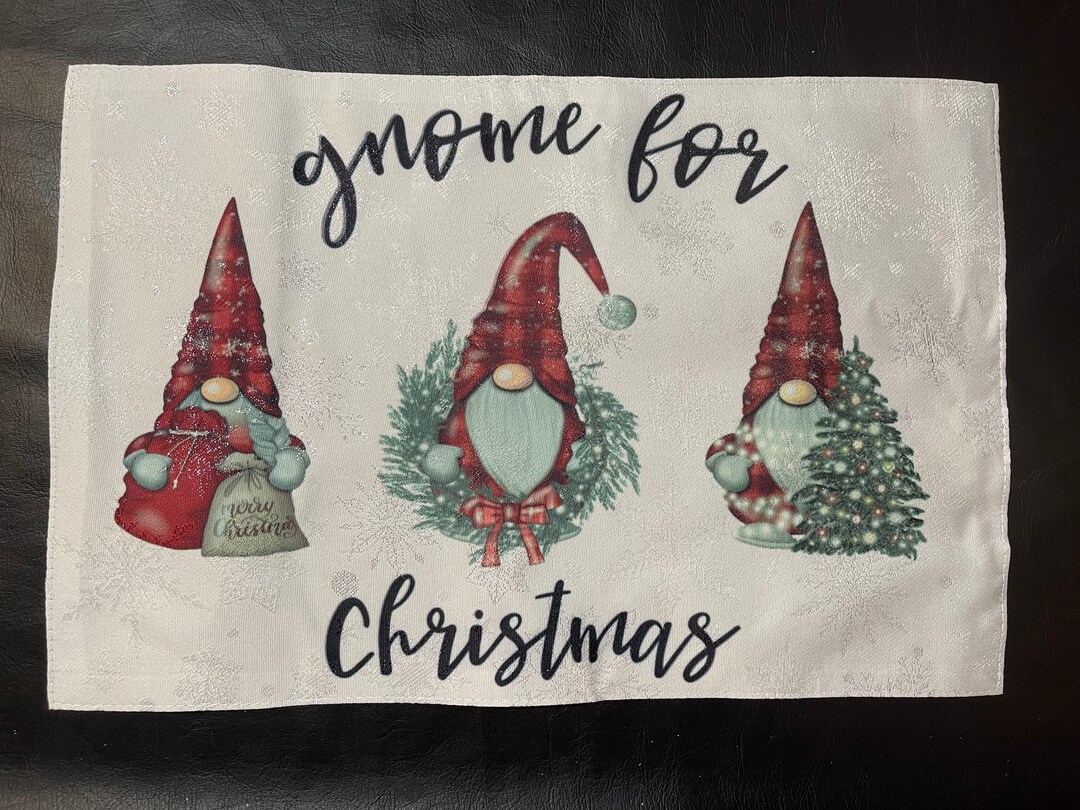 Set of 2, Christmas Gnome Placemats, Gnome for Christmas, Christmas Placemats, Gnome Placemats