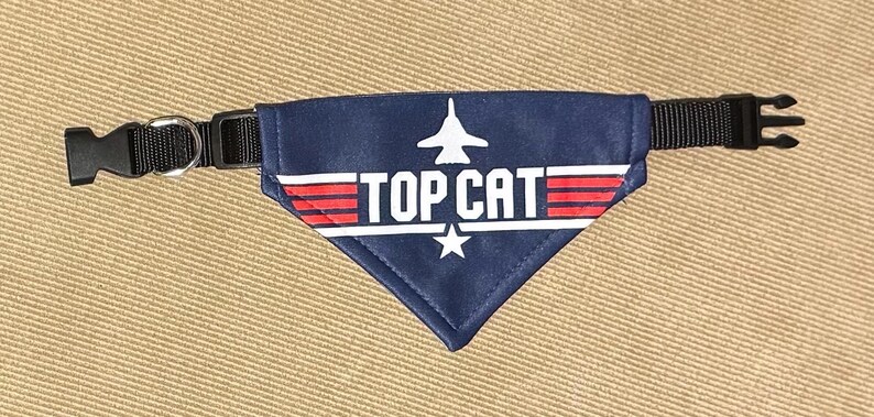 Personalized Top Dog Scarf with Collar: Custom Dog Bandana blue Top Cat