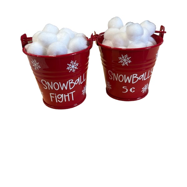 Snowball pail, winter tiered tray decor, snowball fight pail, elf accessories, Elf on the shelf props, snowball ornament, Christmas ornament