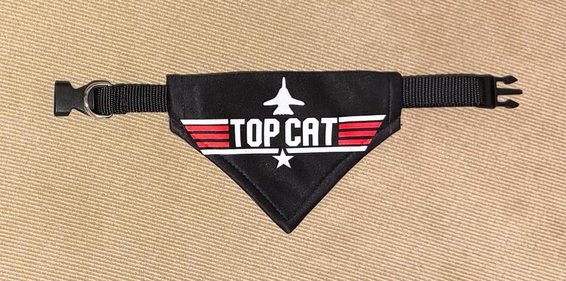 Personalized Top Dog Scarf with Collar: Custom Dog Bandana black Top Cat