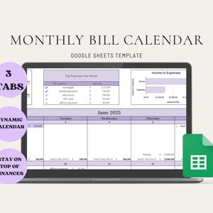Budget Calendar Spreadsheet Google Sheets, Bill Calendar, Budget Spreadsheet, Budget by Paycheck, Expense Tracker, Dynamic Budget Calendar