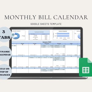 Budget Calendar Spreadsheet Google Sheets, Bill Calendar, Budget Spreadsheet, Budget by Paycheck, Expense Tracker, Dynamic Budget Calendar