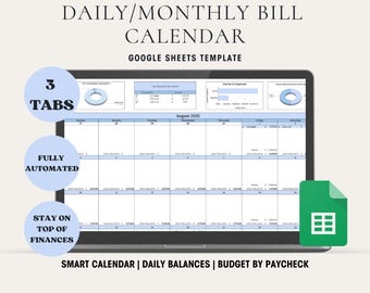 Monthly Budget Spreadsheet Google Sheets | Budget by Paycheck | Automated Bill Tracker | Debt & Expense Tracker | Zero Based Budget Planner