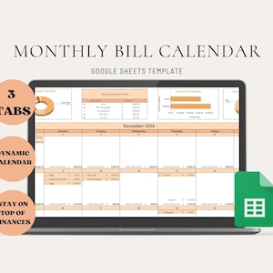 Budget Calendar Spreadsheet Google Sheets, Bill Calendar, Budget Spreadsheet, Budget by Paycheck, Expense Tracker, Dynamic Budget Calendar