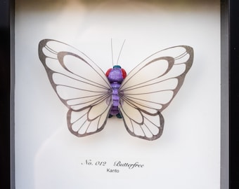 Butterfree Pokemon Taxidermia Mariposa Enmarcada Decoración de pared Rarezas Curiosidades Mostrar Regalo