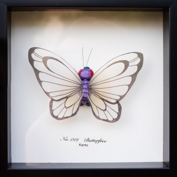 Butterfree Pokemon Taxidermy Butterfly Framed Wall Decor Oddities Curiosities Display Gift