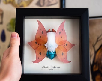 Volcarona Pokemon Taxidermy Moth Framed Wall Decor Oddities Curiosities Display Gift
