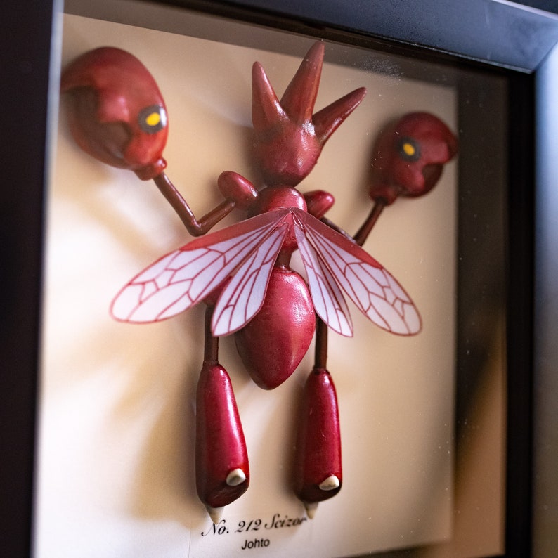 Scizor Pokemon Taxidermy Mantis Framed Wall Decor Oddities Curiosities Display Gift image 2