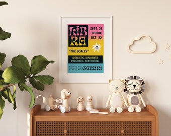 Libra Poster | Nursery Wall Art | Zodiac Print | Space Nursery Decor | Astrology Print | Nursery Print | Libra Birthday Gift | Baby Shower