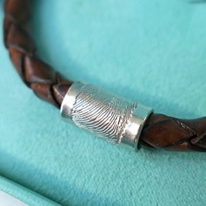 Personalised Fingerprint Charm Real Leather Bracelet