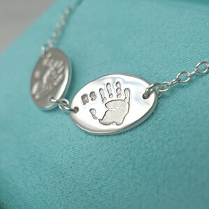 Personalised Handprint, Footprint or Pawprint Silver Bracelet (as many charms as you like)