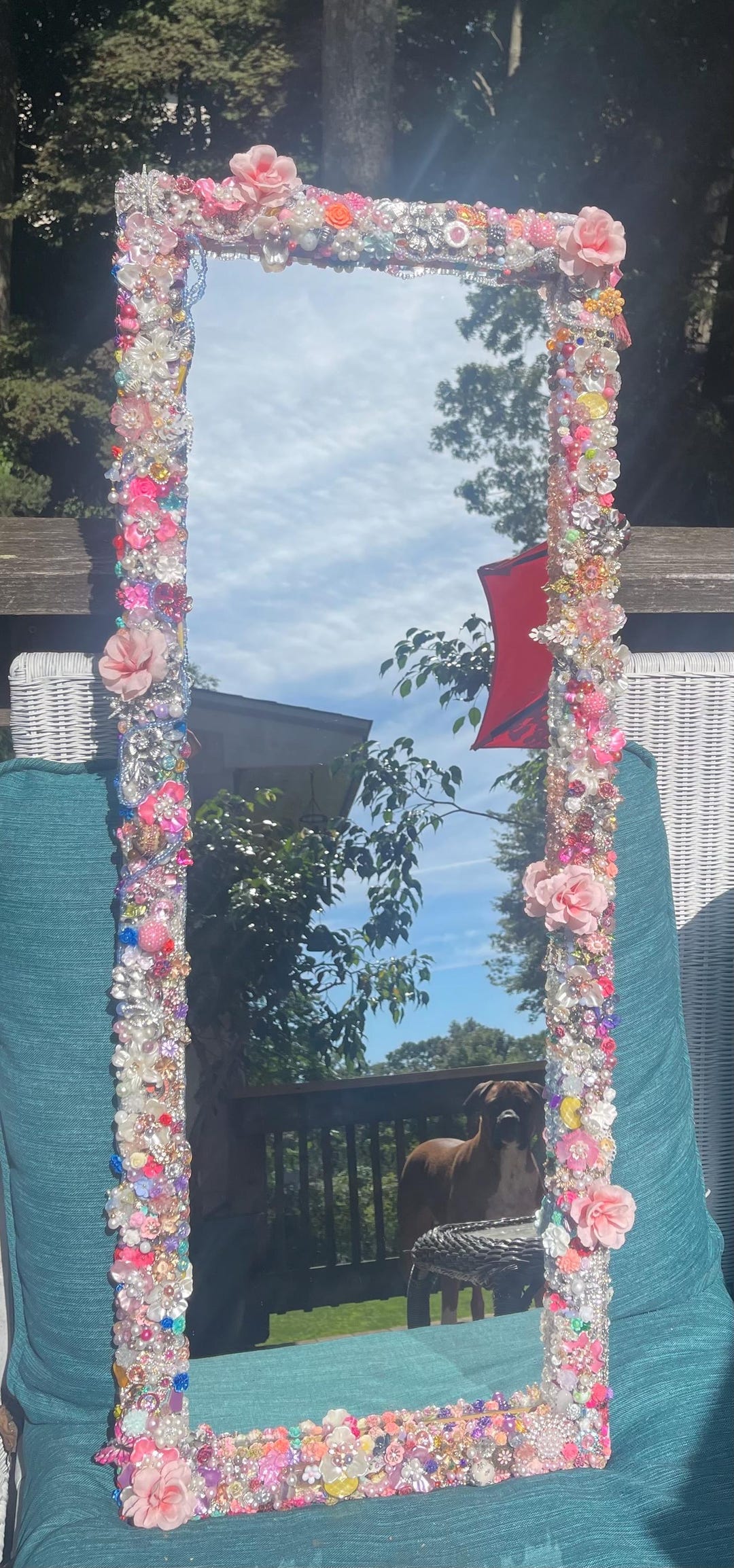 Full Length Embellished Mirror-- Pink Wall Mirror- Hand-beaded Mirror - Etsy
