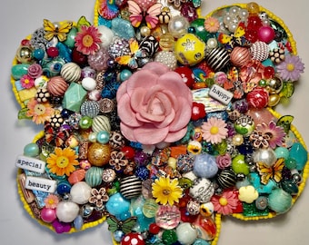 Beads on Flower-- wall hanging