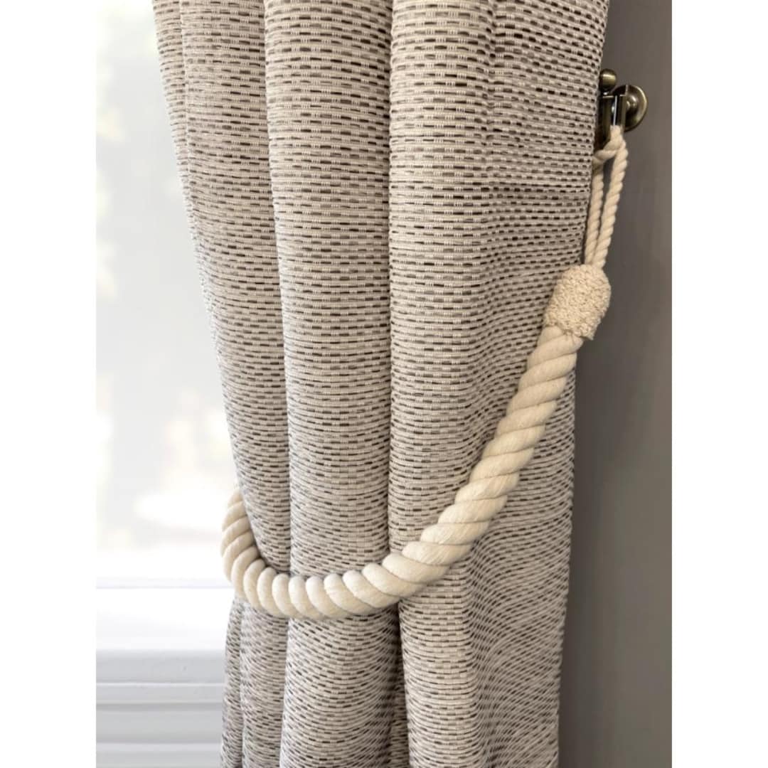 Coiled Rope Drapery Laura Ashley Natural Cotton Rope Curtain Drapery Pair of Tiebacks Matt ...
