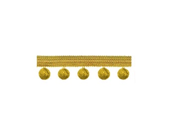 Principal Pom Pom Fringe, GOLD, Curtain trim, Roman Blind Trim, Cushion Trim, Pelmet Trim, Priced per Meter