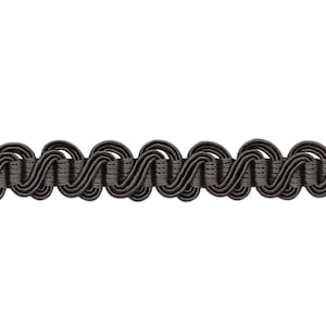 10mtrs Baroque Scroll Gimp Ric Rac Trim Waved Braid, GRAPHITE. Upholstery Soft Furnishings Blinds Cushions lampshades Fringe Trim