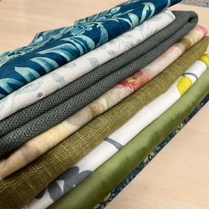 A Box of Craft Fabric Remnants Green Blue Mix upto 2kg of Multipurpose Crafting, Patchwork, Cushion Making, beginner sewing Fabric Pieces