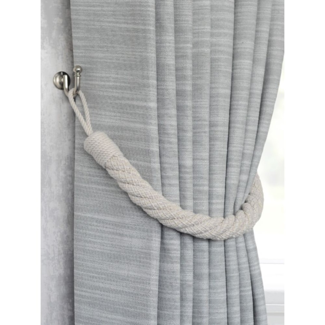 Coiled Rope Drapery Laura Ashley Felton Rope Curtain Drapery Tieback Dove Grey, Pale Silver ...