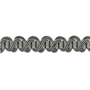 May include: A silver braided trim with a wavy pattern. The trim is made of a soft, flexible material and is perfect for adding a touch of elegance to any project.