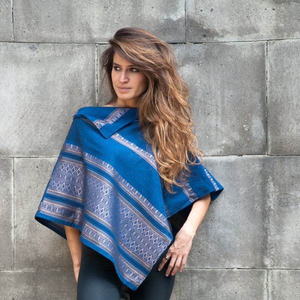 Poncho mexicain pour femme, tissé à la main